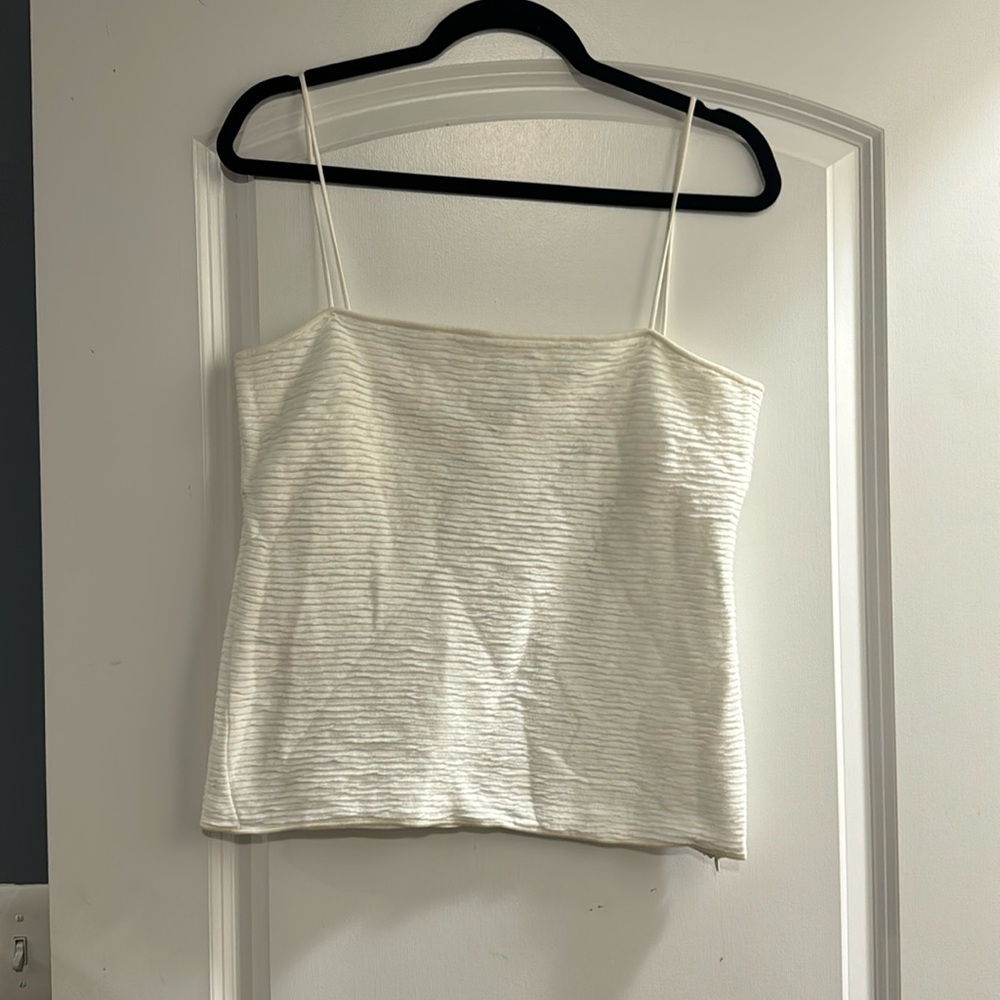 Armani Collezioni  xl white ribbed side zipper tank
